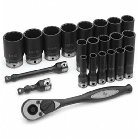 Cool Kitchen 50 in. Drive 12 Point Fractional Deep Duo Socket Set - 22 Pieces CO3484426